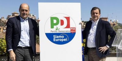 Zingaretti presenta il nuovo logo Pd in vista d...