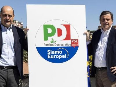 Zingaretti presenta il nuovo logo Pd in vista delle Europee