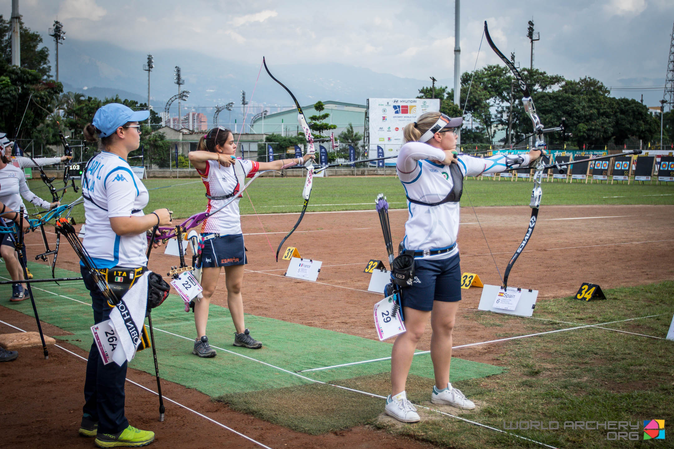 Le azzurre del ricurvo nella sfida contro la Spagna