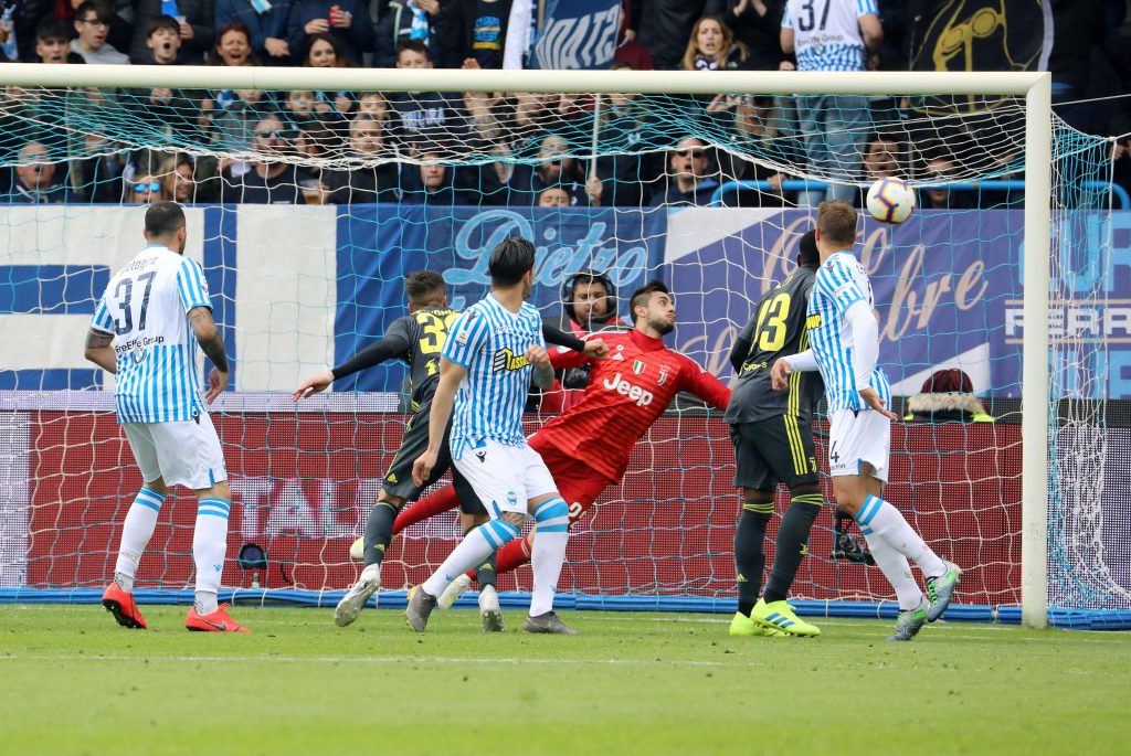 Il gol di Kevin Bonifazi del parziale 1-1 , Spal-Juventus