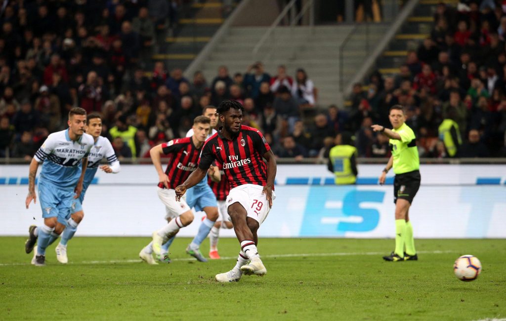 Milan-Lazio,Il rigore realizzato da Franck Kessie per l'1-0 rossonero