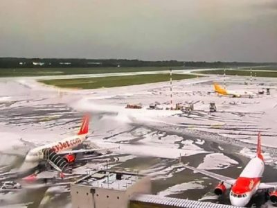 Forte grandinata si abbatte sull’aeroporto di Malpensa