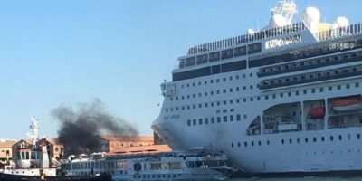 Scontro tra nave  della Msc e un battello da gr...