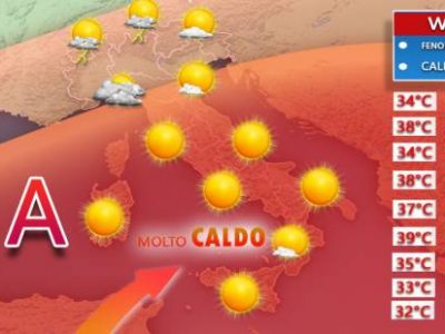 Meteo: ondata di caldo africano tra domenica e lunedì.