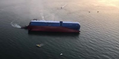 Una nave mercantile si è capovolta in Georgia