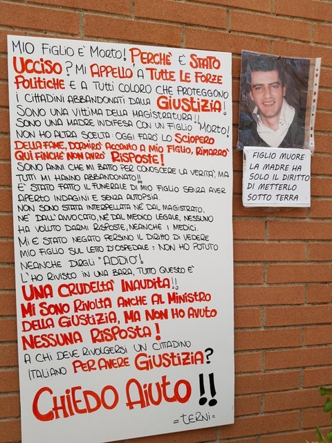 sciopero fame figlio morto