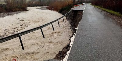 Crolla un tratto della Cassia e le strade vicin...