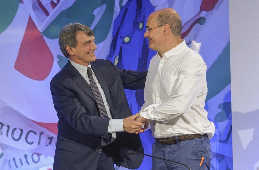David Sassoli accanto all'ex segretario Pd Nicola Zingaretti