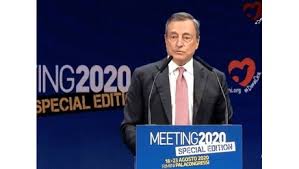 Draghi al Meeting: l’incertezza paralizza, puntiamo sui giovani