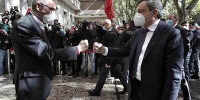 Il premier Draghi incontra Landini nella sede d...