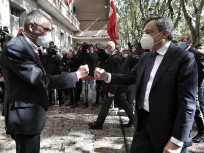 Il premier Draghi incontra Landini nella sede della Cgil